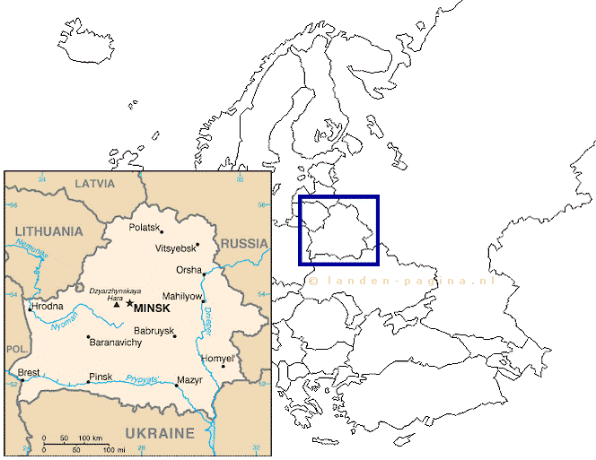 Kaartje van  Wit-Rusland (Belarus)