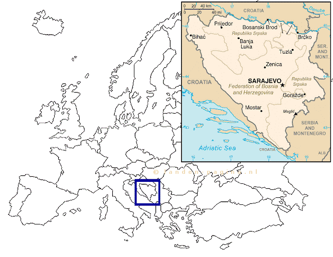 Kaartje van  Bosnië-Herzegovina