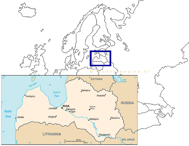 Kaartje van  Letland