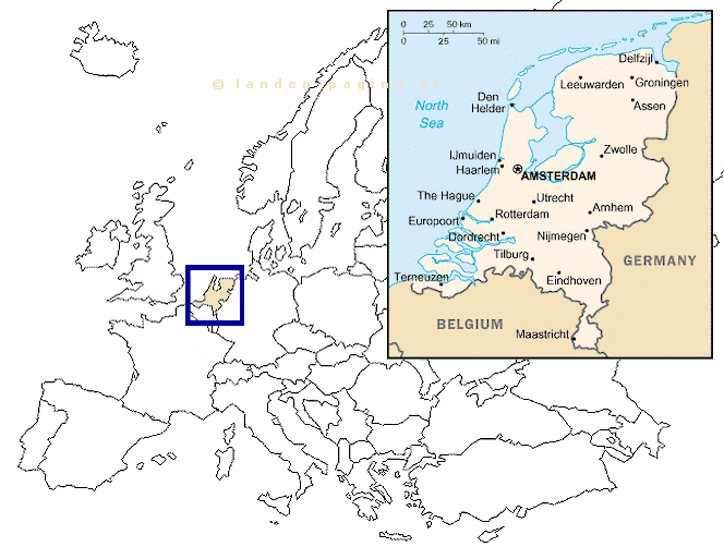 Kaartje van  Nederland