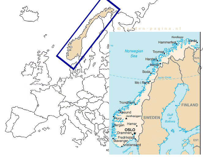 Kaartje van  Noorwegen