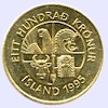 Afbeelding munt geld en berekening valuta van IJsland