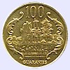 Afbeelding munt geld en berekening valuta van Paraguay