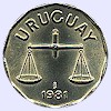 Afbeelding munt geld en berekening valuta van Uruguay